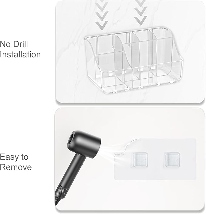 2-Pack Clear Toothbrush Holders for Bathroom Organizers and Storage, Wall-Mounted Tooth Brush Holder and Toothpaste Holder for Bathroom Wall, Countertop - Bathroom Accessories