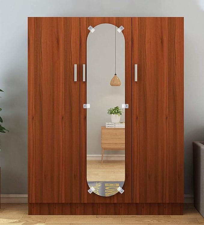 Mirror Holder Clips Kit,Crystal Clear Plastic Mirror Clip,Mirror Holder Clips Glass Retainer Clips Kit,Mirror Hanging kit with Screws and Fixed Mirror Box Door (Classic Style-100Sets)
