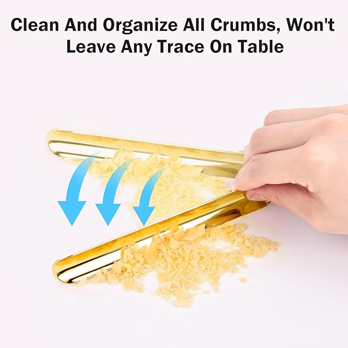 Crumbers for Servers, Bread Crumb Sweepers, Food Gadgets for Servers Waiters Waitresses, HQ Reuseable Stainless Steel Table Food Scraper on Restaurant Kitchen Home Crumber Tool (2 PACK, Gold)