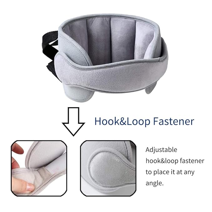 Car Head Support Toddle Car Neck Relief Baby Child Car Seat Adjustable Head and Neck Support Band - A Comfortable Sleep Solution, Gray