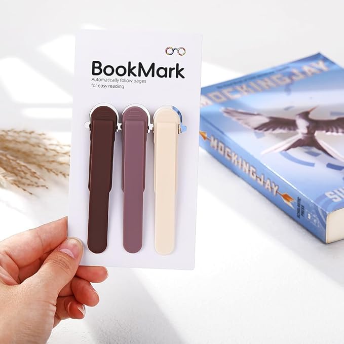 3Pcs Bookmark Book Marks, Silicone Book Marks for Reading Women Men Kids Book Lovers, Automatic Book Mark Smart Book Marker Clip Page Holder Reading Accessories School Supplies Gifts for Students