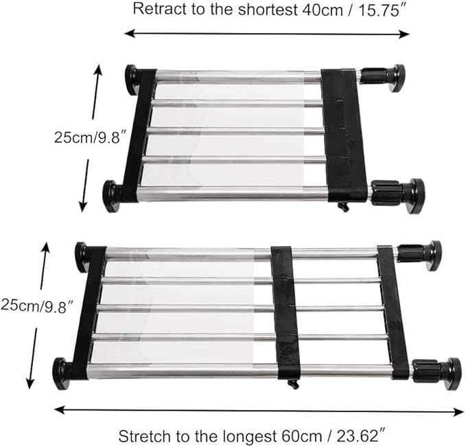 BAOYOUNI Adjustable Shelving Expandable Closet Shelves Tension Rod Clothes Hanger Storage Rack DIY Cabinet Wardrobe Kitchen Bathroom Divider Separator Organizer, Black, 2 Pack