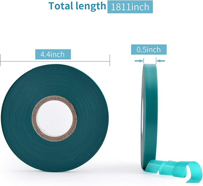 TELENT OUTDOORS 2 Pcs 150 Feet x 1/2" Wide Stretch Tie Tape Green Plant Garden Tie, Garden Vinyl Stake for Branches, Climbing Planters, Flowers