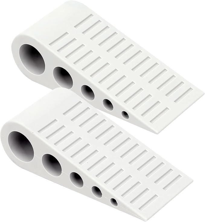 1.9 Inches Heavy Duty Door Stopper, 2 Pack Rubber Door Stop, Door Stoppers for Bottom of Door, Large Door Stopper Wedge for Home Office School (White)