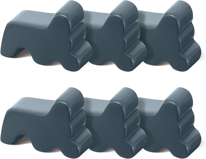 Kigeli 6 Pcs Resin Garden Pot Feet for Outdoor Planters 3 Inch Long 1.5 Inch Tall Flower Handmade Elevator Plant Feet Frost Proof Lifter for 14-20 in Pot(Blue Gray,Classic)