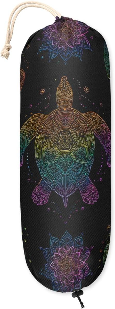 Pardick Plastic Bag Holder, Boho Turtle Grocery Bag Holder for Shopping Bags, Wall Mount Plastic Bag Storage Organizer Dispenser, Storage Holder for Home Kitchen Camper,A-1
