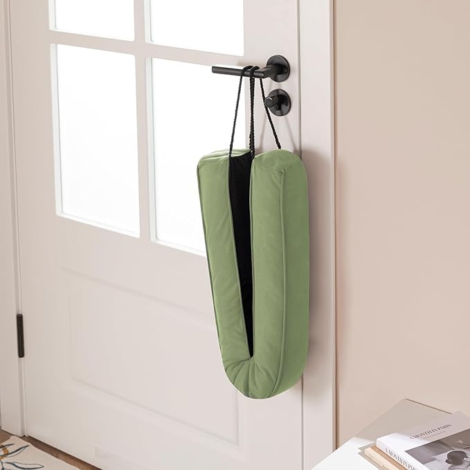 Sunolga 38" Door Draft Stopper Blocks Hot and Cold Air with Removable Washable Cover for Gaps Up to 3", All-Season Seal for Noise, Wind, Door Sweep for Bottom of Door, Home Essentials, Light Green