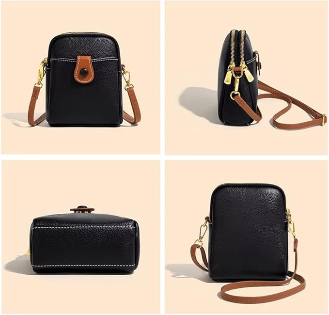 Mudono Small Crossbody Bag for Women Genuine Leather Cell Phone Purse Lightweight Shoulder Bag Vintage Daily Wallet Bag