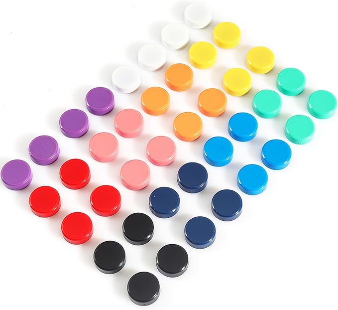Fridge Magnet - 40 Pack 10 Colors Refrigerator Magnets, Mini Strong Magnets for Whiteboard, Locker & Map- Colorful Round Cute Small Magnets for Kitchen, Office, Classroom, School (Assorted)