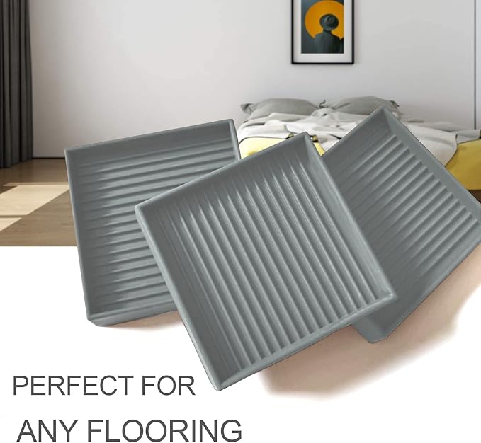 Yelanon Furniture Coasters,4 Pcs 4” Furniture Caster Cups - Non Slip Pads Hardwood Floors - Non Skid Furniture Grippers, Rubber Furniture Feet, Anti Slide Floor Protector for Bed Couch Stoppers