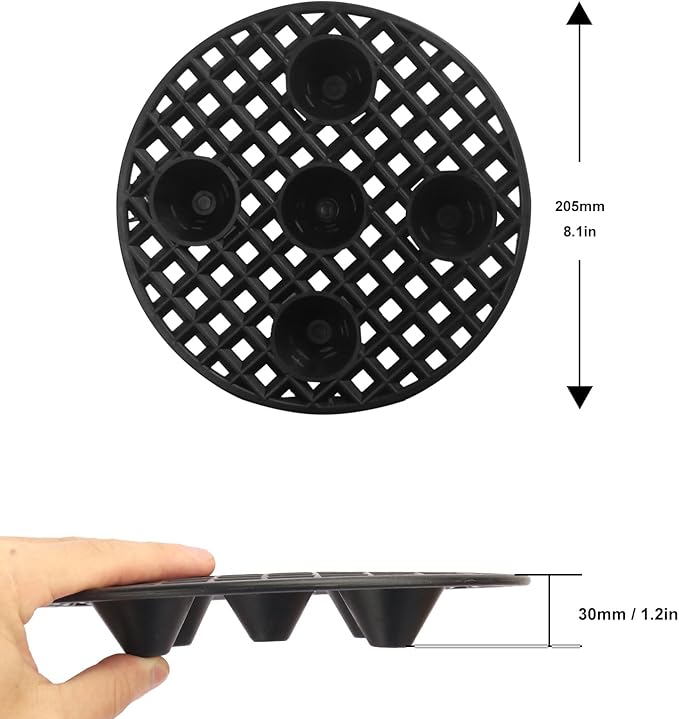 KUKLIPJIM 30 Pack Plant Pot Elevators 7.87 Inch Plastic Plant Risers, Plant Level Pot Elevator for Indoor & Outdoor Planters, Black