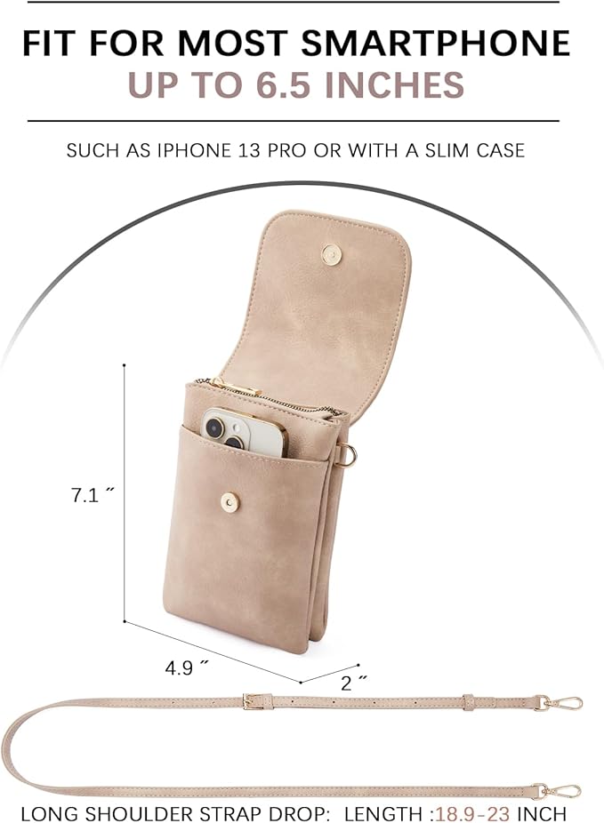 BOSTANTEN Vegan Leather Small Crossbody Bags for Women Designer Cell Phone Bag Wallet Purses Adjustable Strap