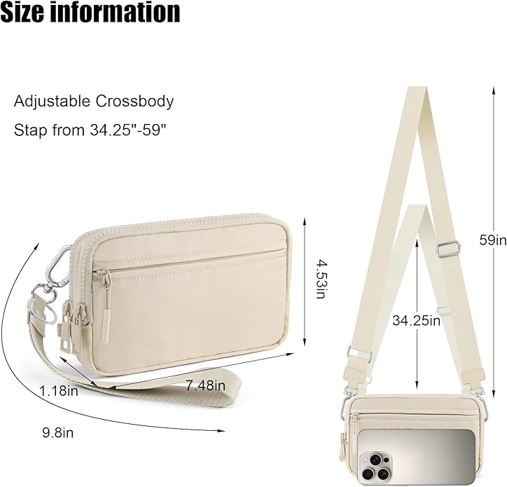 Checkered WristleWallets for Women, RFID Wallet Crossbody with 4 Zippers, Credit Card Holder Cell Phone Organizer