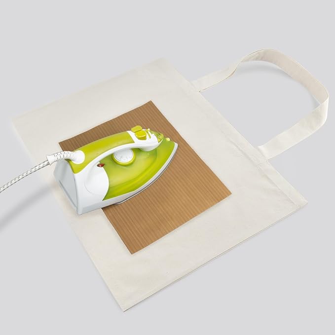 NPBAG 5 Pack 20'' X 16'' Large Natural Cotton Tote Bags, Lightweight Blank Bulk Cloth Bags with 1pc of PTFE Teflon Sheet