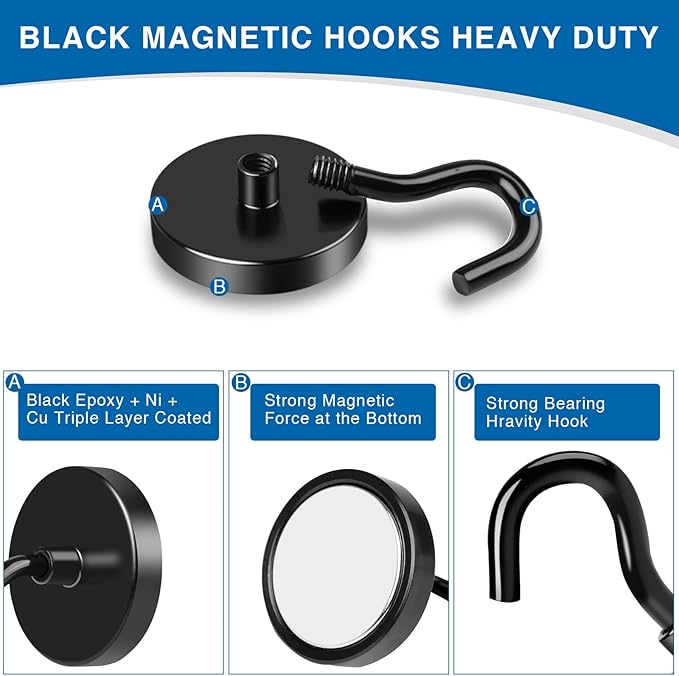 LOVIMAG Cruise Door Magnets, 85LBS Cruise Magnets with Epoxy Coating for Hanging, Strong Magnet Heavy Duty for Kitchen Must Haves, Magnetic Hooks for Cruise Cabins, Ceiling, Refrigerator etc -6 Pcs