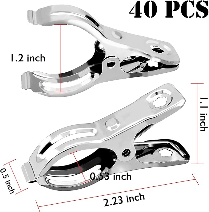 BESTEEL Upgraded 40 PCS Garden Clips, Greenhouse Clamps 100% Stainless Steel Heavy Duty Greenhouse Clips for Netting - Strong Grip to Hold Down Shade Cloth or Plant Cover on Garden Greenhouse Hoops