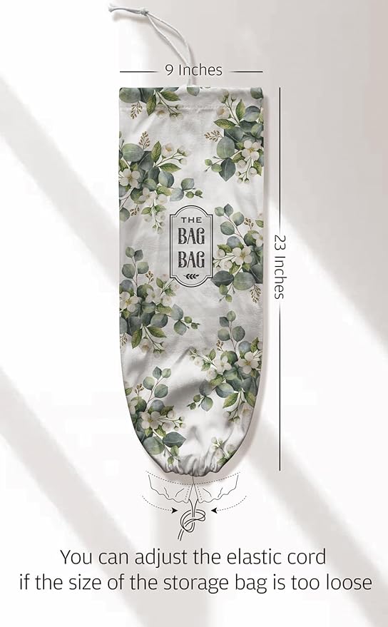 Moanlor Art Plastic Bag Holder - Eucalyptus Floral Grocery Bag Organizer - Summer Kitchen Decor & Gifts