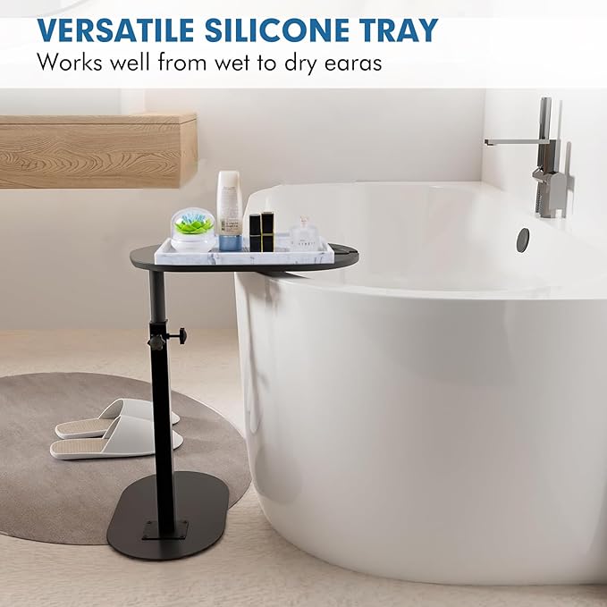 Bloss Bathroom Vanity Tray with Soap Dish Holder - 11.8" Silicone Counter Trays for Kitchen, Bathroom, Toilet, Perfume, Jewelry, Candle, Key, Dresser