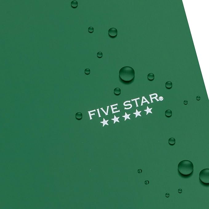 Five Star Spiral Notebook + Study App, 5 Subject, College Ruled Paper, 8-1/2" x 11", 200 Sheets, Fights Ink Bleed, Water Resistant Cover, Forest Green (72079) (Pack of 6)