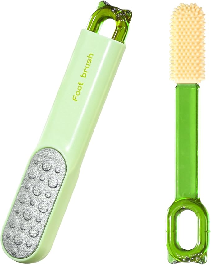 Double-Sided Stainless Steel Foot File, Foot Callus Remover & Foot Scrubber, Professional Pedicure Tool for Dry & Wet Feet, Safe Hard Skin Remover for Sensitive Feet, Green (Ergonomic Grip)