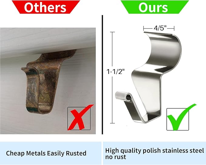 Aminigram 24-Pack Vinyl Siding Hooks Hanger, Heavy Duty Stainless Steel Vinyl Siding Clips, No-Hole Needed Front Porch Decor, Siding Hooks for Hanging Outdoor，Christmas Wreath Hangers for Front Door