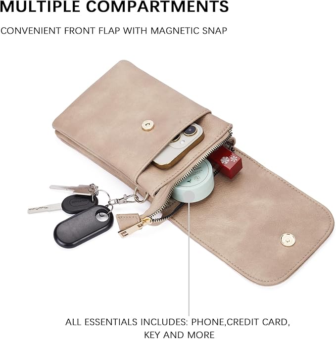BOSTANTEN Vegan Leather Small Crossbody Bags for Women Designer Cell Phone Bag Wallet Purses Adjustable Strap