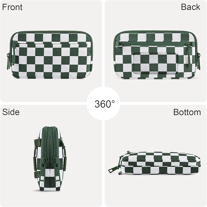 Checkered WristleWallets for Women, RFID Wallet Crossbody with 4 Zippers, Credit Card Holder Cell Phone Organizer