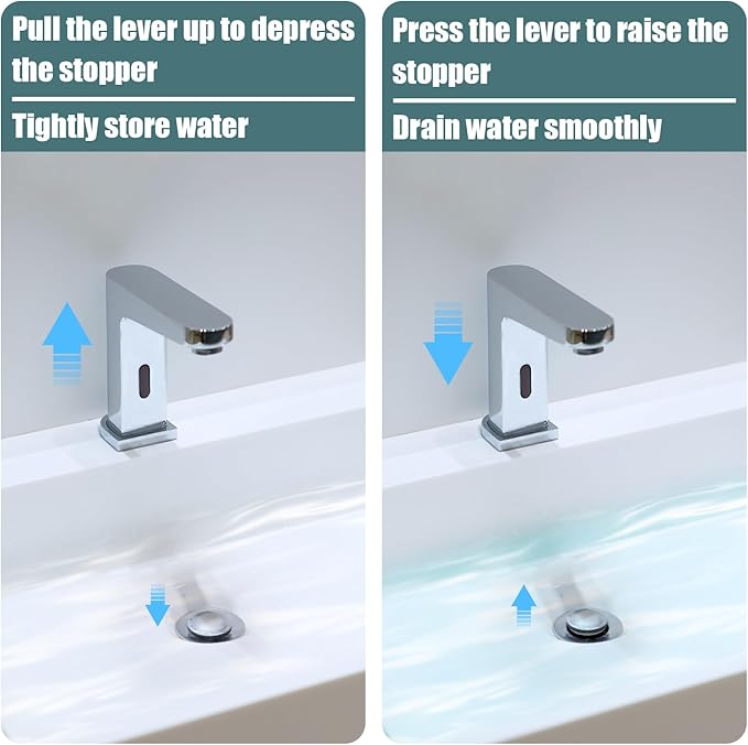 2pcs Sink Drain Parts, Lavatory Pop Up Stopper Assembly with Plug Bathroom Sink Drain Repair Kit Pivot Ball Rod Replacement Compatible with Price Pfister & Popular Band(White,Grey)
