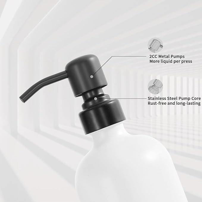 Prus Waso White Soap Dispenser Set, Contains Hand and Lotion Dispenser with Pump. Perfect for Guest Bathroom Decor. (White)