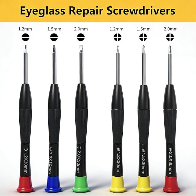 Eyeglass Repair Kit - 24 Types of Eyeglass Screw Size Glasses Repair Kit with Screws, Eyeglass Nose Pads, Eyeglass Screwdriver and Tweezer (24 Types Screws)