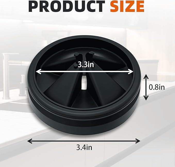 Garbage Disposal Splash Guard 3 3/8" for InSinkErator Evolution Series, Noise Reduction & Easy Install Nitrile Rubber Sink Baffle - Dishwasher Safe Drain Plug for Home Kitchens & Rentals