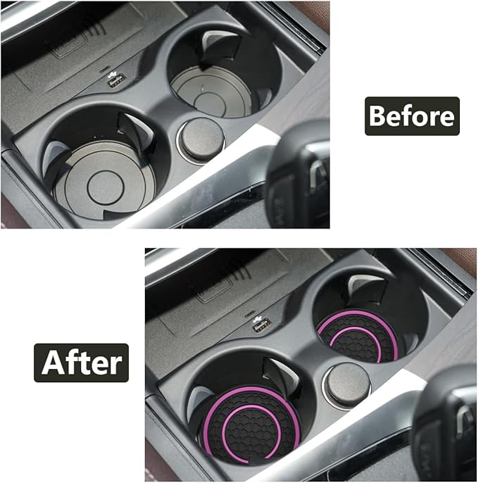 Car Cup Coaster Universal Automotive Waterproof Non-Slip Cup Holders Sift-Proof Spill Holder Car Interior Accessories 4 Pack Black & Purple