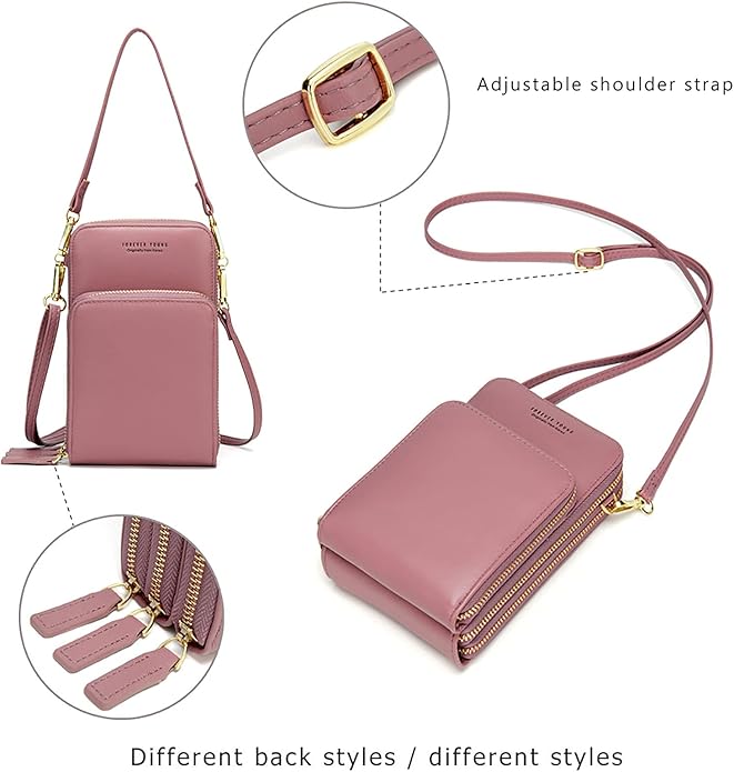 myfriday Small Leather Crossbody Bag for Women with Guitar Strap Mini Crossover Bags & Shoulder Purses with 2 Card Slots