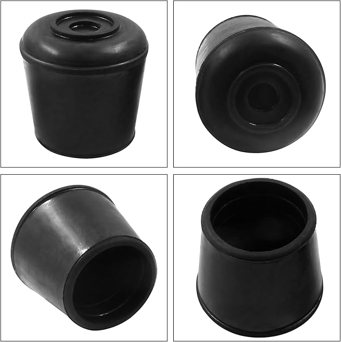 8Pcs 1-1/8 Inch (28mm) Chair Leg Tips Caps, Round Rubber Non-Slip Folding Chair Leg End Caps Black Furniture Table Feet Caps Floor Protector Cover for Hardwood Floors
