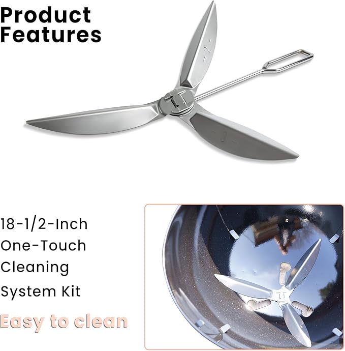 18-1/2 Inch Grill One-Touch Cleaning System Kit Compatible with Weber Kettle Grill 7443 90719 - Grill Parts Replacement for Weber Charcoal Grill 31001, 441001, 441004, 451001, 451004