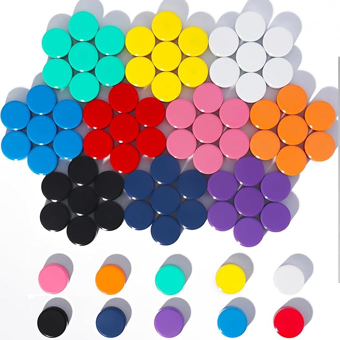Fridge Magnets - 80 Pack 10 Colors Refrigerator Magnets, Small Strong Magnets, Heavy Duty Magnet for whiteboard, Fridge, Locker, Kitchen, School, Office & Classroom - Round Mini Cute Magnet