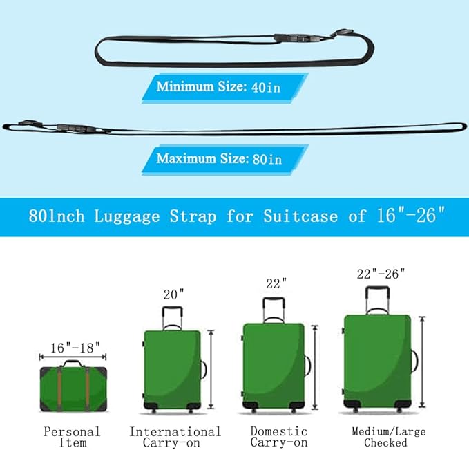 4Pcs Luggage Straps for Suitcase Travel Accessories TSA Approved, 80In Long Belts to Keep Your Suitcase Secure, Adjustable Bag Straps with Quick-Release Buckle for Travel Bag Closure, Multicolor