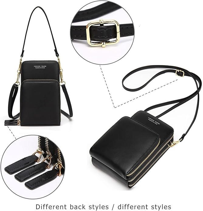 myfriday Small Leather Crossbody Bag for Women with Guitar Strap Mini Crossover Bags & Shoulder Purses with 2 Card Slots