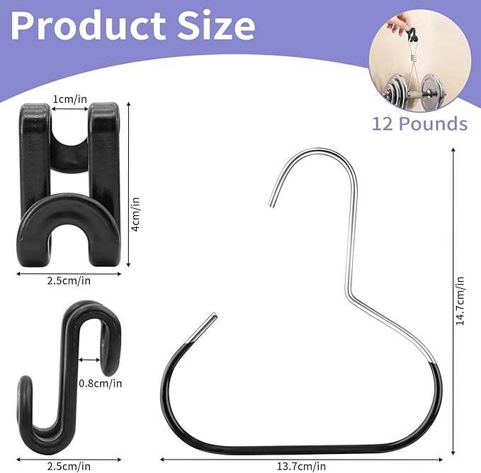 BATHRINS Space Saving Hanger Hooks Set - 60 PCS Hanger Connector Hooks & 3 PCS Hat Organizer Hangers for Closet Clothes Organizers Space Saving