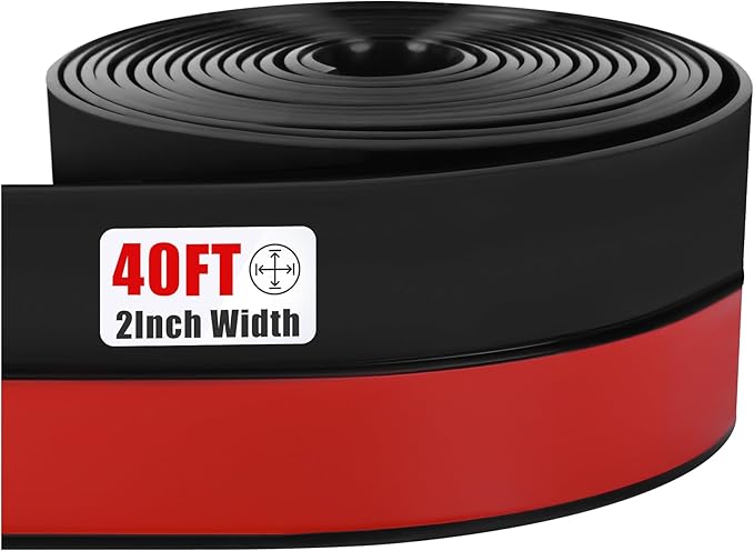 Draft Seal Tape for Doors and Windows 2 in x 40 Ft Silicone Weather Stripping Extra Thick 2mm Door Seal Strip with Strong Adhesive Draft Insulation Stopper Side Seal - Black