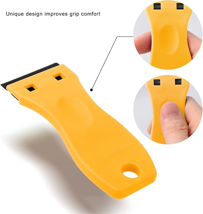 FOSHIO 20PCS Yellow Plastic Razor Blade Scraper Tool for Gasket Remover, Sticker Remover, Labels Decal and Adhesive Remover for Windows and Glass