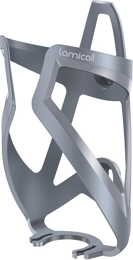 Lamicall Bike Water Bottle Holder - 1.2 oz Ultralight & Sturdy Bike Cup Holder, Bicycle Drink Cage, Cycling Bike Water Bottle Cage with Screw Tool, for 2.75-3.94" Diameter Bottles, Gray