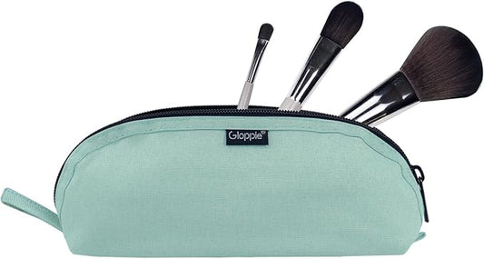 Gloppie Travel Makeup Brush Holder - Small Makeup Bag Compact Cosmetic Bag, Portable Cosmetic Pouch for Organizing Brushes On-the-go, Mint Blossom Green