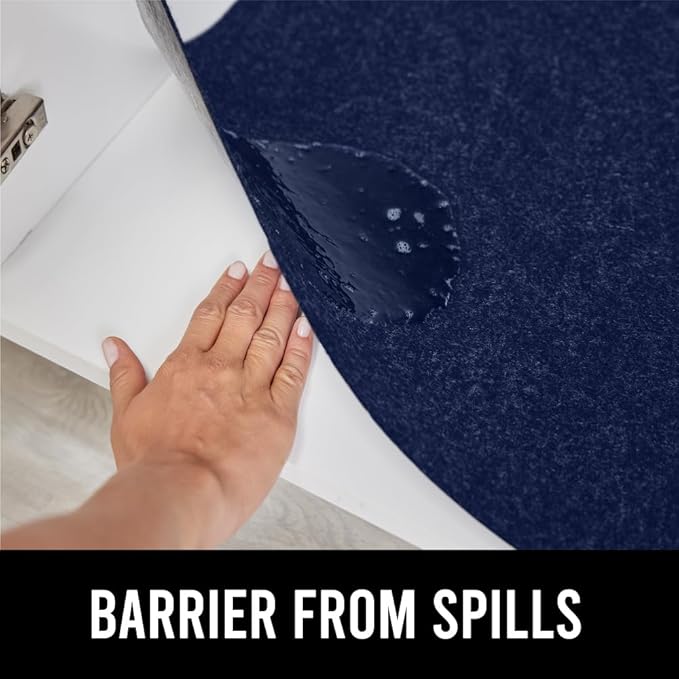 GORILLA GRIP LeakGuard Non-Adhesive Under Sink Mat for Kitchen Cabinet, 24x60, Waterproof Quick Dry Shelf Liner, Durable Absorbent Felt Mats for Bathroom Sinks, Cabinets, Dresser, Easy to Trim, Navy