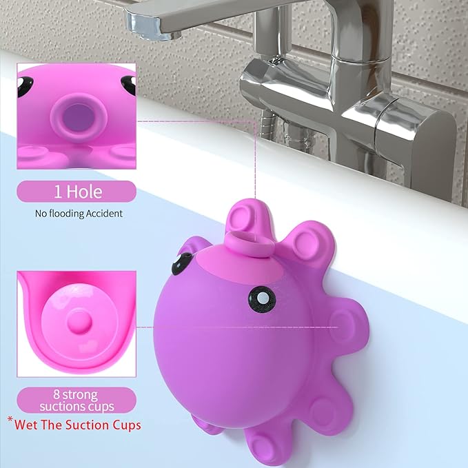 Bathtub Overflow Drain Cover - Tub Overflow Drain Cover, Soak Bath, Spa Accessories - Adds Inches of Water for Deeper Bath (Silicone, Hot Pink)