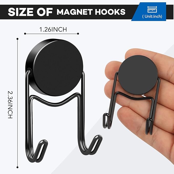 LOVIMAG Magnetic Hooks, 80lbs+ 2026 Cruise Cabin Ship Essentials Magnet Hook Heavy Duty Strong Magnets Refrigerator Fridge Hanging for Classroom Beach Vacation Kitchen Home Must Haves 5 Pcs (Black)