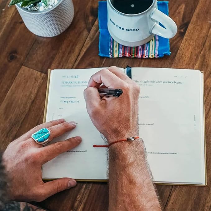 Gratitude Gifted 5-Minute Guided Gratitude Journal – Daily 180 Prompts, Self-Care & Mindfulness, Leather Hardcover, Undated to Foster Happiness, Wellness, Positivity for Men & Women