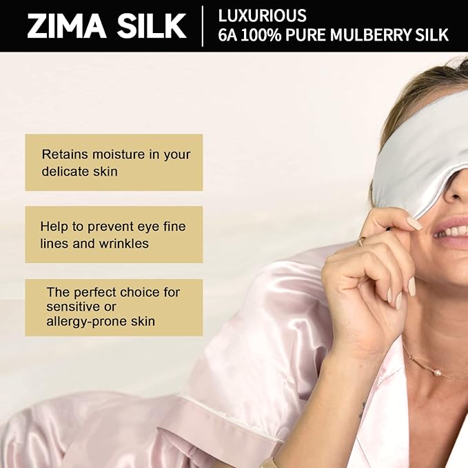 ZIMASILK Adjustable 22 Momme 100% Pure Mulberry Silk Sleep Mask, 3D Contoured Cup Eye Mask for Sleeping, Super Soft Breathable Blindfold, Perfect Blocks Light for Sleeping (Burgundy)