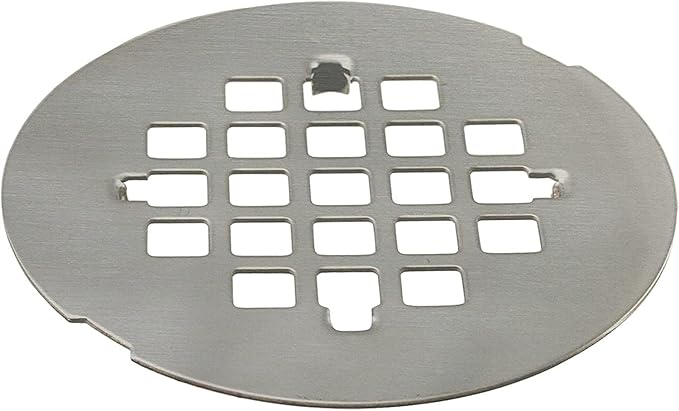 Westbrass A206P-07 2" No-Caulk PVC Compression Shower Drain with 4-1/4" Round Grid Cover, Satin Nickel
