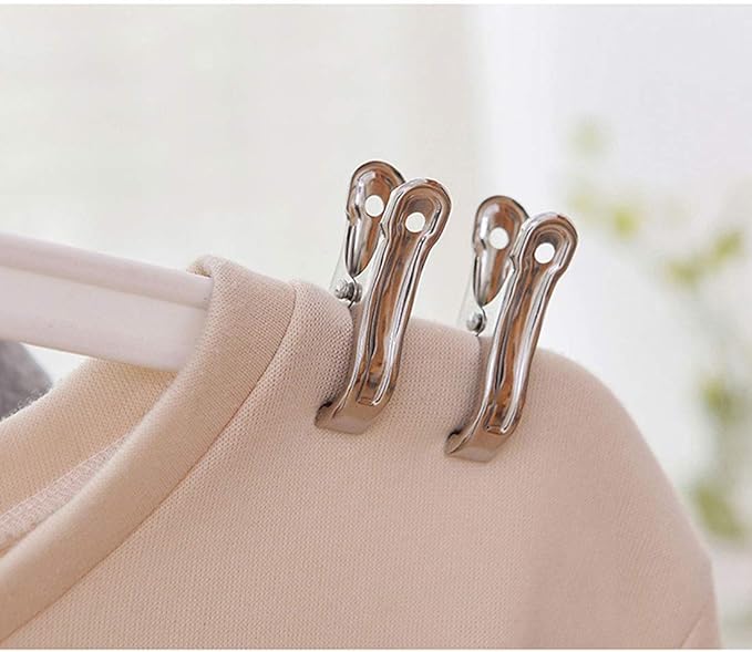 FOMMEN Row Cover Clips 40 Pack 2.2 Inch Stainless Steel Clothes Pins, Towel Clips Beach Towel, Garden Clips, Greenhouse Clamps